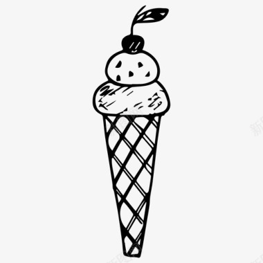 冰淇淋食物素描图标图标