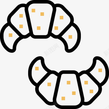 羊角面包法国符号5黄色阴影图标图标