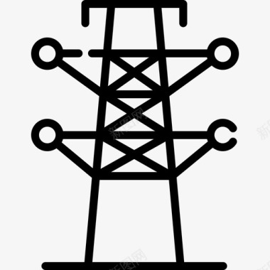 铃铛塔输电塔可再生能源线性图标图标