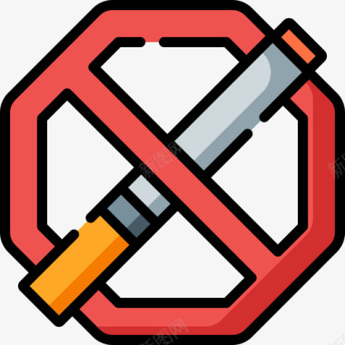 禁止吸烟戒烟9线性颜色图标图标