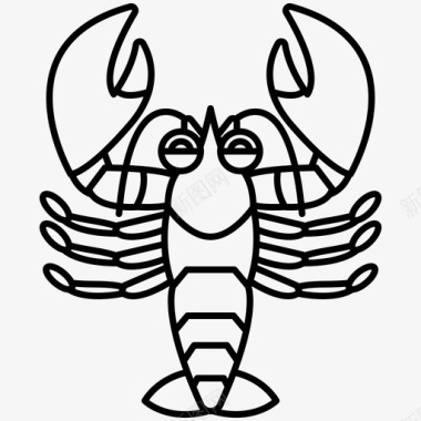 水产海鲜丸子龙虾小龙虾甲壳类动物图标图标