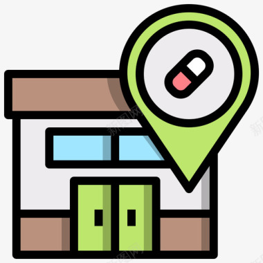 药店标识位置药店5线性颜色图标图标