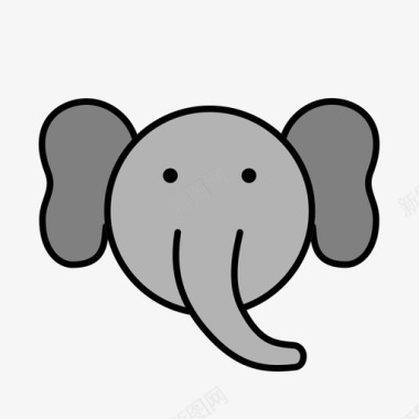 简约动物动物图标-上色-大象图标
