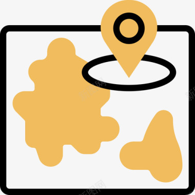 地图旅游法国符号5黄色阴影图标图标