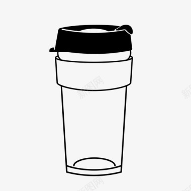 可重复使用的玻璃杯子咖啡杯环保图标图标