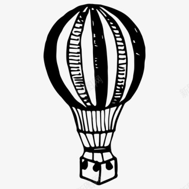 热气球飞行素描图标图标