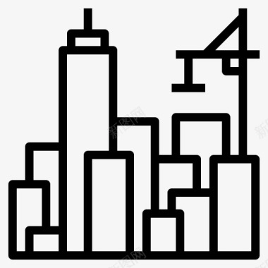 城市建筑建筑轮廓图标图标