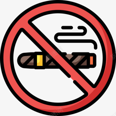 禁止吸烟戒烟9线性颜色图标图标