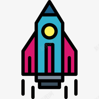 火箭机器人机器3线性颜色图标图标