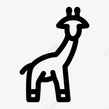 无斑点长颈鹿动物绘画图标图标