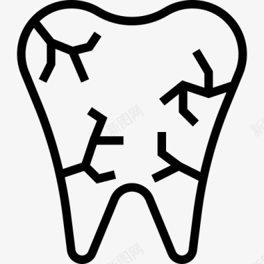 人体架构牙齿人体器官3线状图标图标