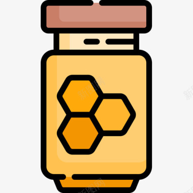 蜂蜜蜂蜜糖果和糖果14线性颜色图标图标