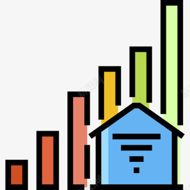 房屋着火房屋报告domotics28线性颜色图标图标