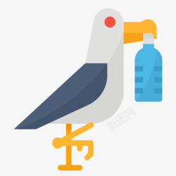 2只海鸥海鸥塑料污染2扁平图标高清图片