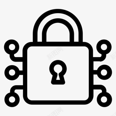 SEO和网络网络安全线向量密码学数字加密图标图标