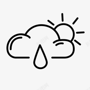 雨滴云和雨滴太阳图标图标
