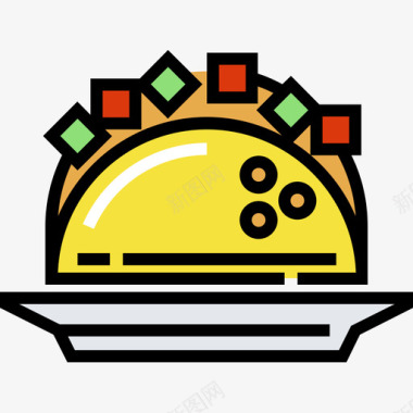墨西哥卷饼5月5日线性颜色图标图标
