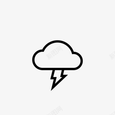 雷暴和闪电预报天气图标图标