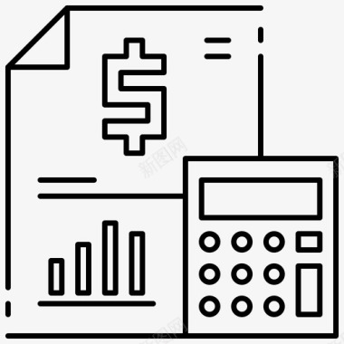 加厚黑白预算会计业务财务图标图标