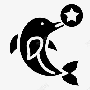 雕刻底座海豚水族馆海洋图标图标