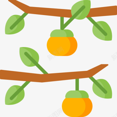 柿子秋季91平坦图标图标