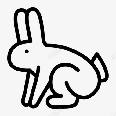 可爱动物拟人坐着的兔子棉尾巴可爱的图标图标