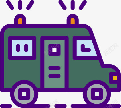 装甲车密码和货币7线性颜色图标图标