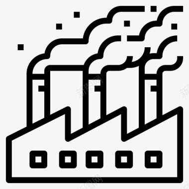 排放污染工厂空气污染1线性图标图标