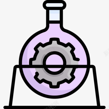 工程矢量素材烧瓶工程73线性颜色图标图标