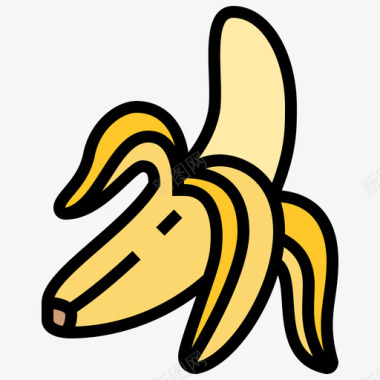 香蕉水果25线形颜色图标图标