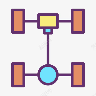 车轴汽车维修35线性颜色图标图标