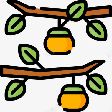 柿子秋季90线形颜色图标图标