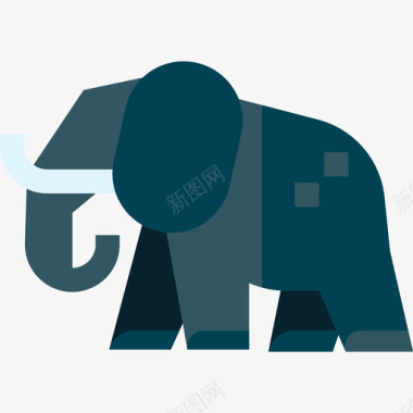 大象动物61扁平图标图标