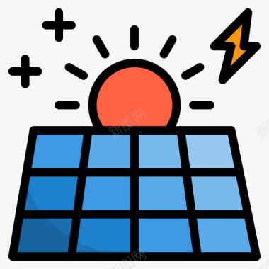 飞机线性图标太阳能智能技术16线性颜色图标图标