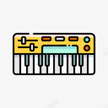 合成器乐器32线性彩色图标图标