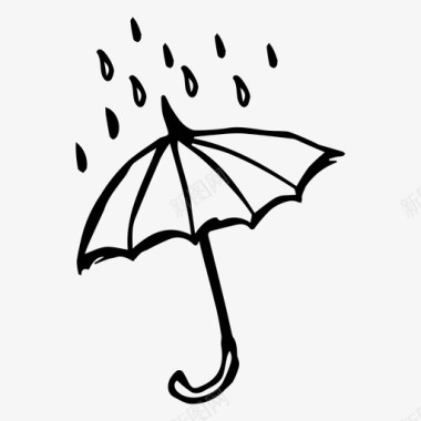 下雨涂鸦雨伞图标图标