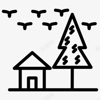 元素房子房子和树城市图标图标