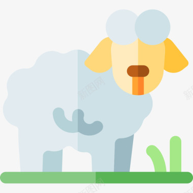 羊羔肉复活节45扁平图标图标