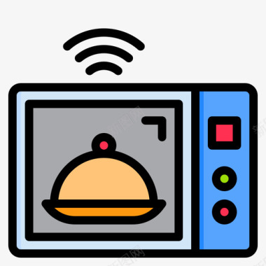 智能微波炉微波炉智能技术16线性颜色图标图标