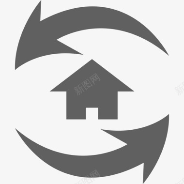 简约房子箭头-房子-循环图标