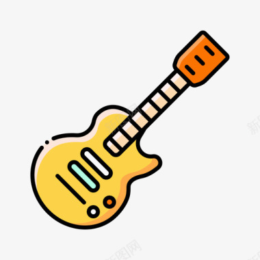 电吉他电吉他乐器32线性颜色图标图标