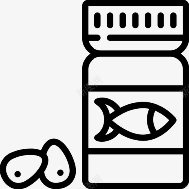 鳕鱼饮食和营养线性图标图标