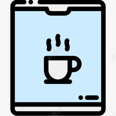 平板电脑24号咖啡厅线性颜色图标图标