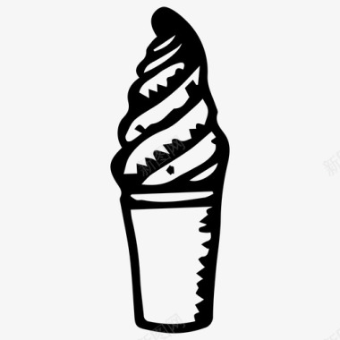 冰淇淋筒食物素描图标图标