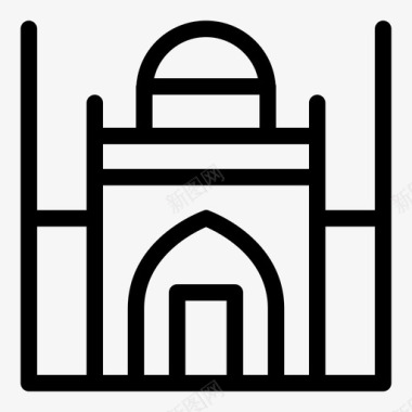 清真寺文化建筑和城市穆斯林图标图标
