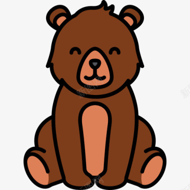 熊熊动物27线性颜色图标图标