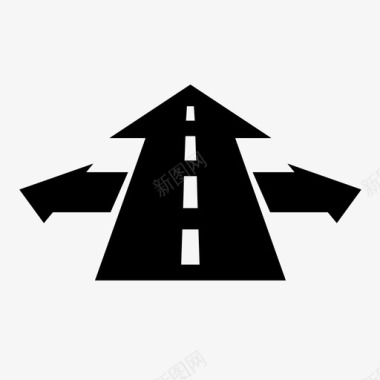 彩色道路十字路口方向车道图标图标