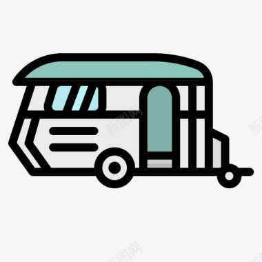 旅行车公路旅行5线性颜色图标图标