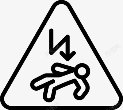 触电警告标志4线性图标图标