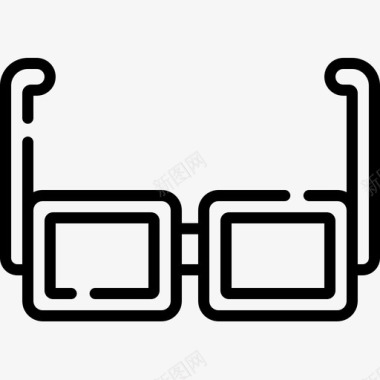 扁平化3D眼镜3d眼镜电影工业2线性图标图标